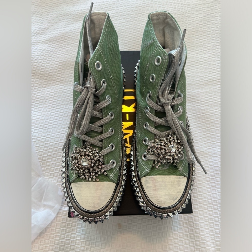 NEW Nan-Ku Couture Free People Cruise Studded Aloe High Top Sneaker